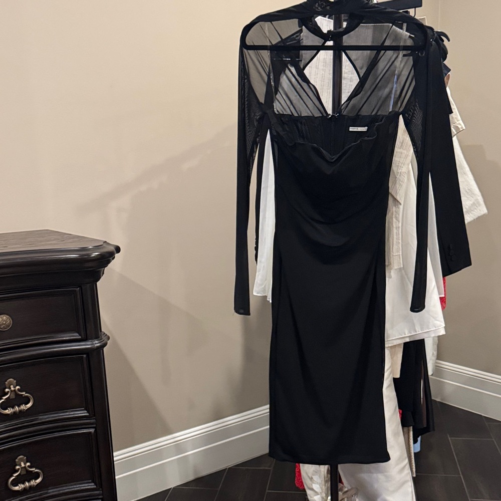 House of CB Black Mesh Detail Dress